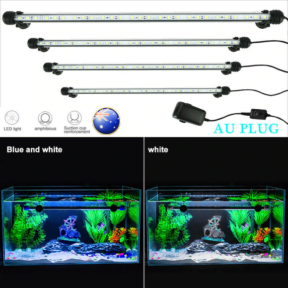 Aquarium Fish Tank SMD LED Light Bar Pool Submersible Lamp Waterproof White+Blue