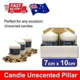 3x White Unscented Pillar Candle Candles Restaurant Wedding Decor 7cm x 10cm