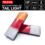 2X 12-24V 75 LED Lights Ute Trailer Caravan Truck Boat Stop Reverse Indicator