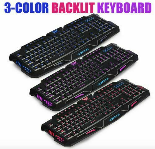 3 Colors Switchable LED Backlit Illuminated Wired Gaming Keyboard – www ...