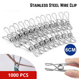 1000pcs Stainless Steel Clothes Pegs Hanging Clips Pins Laundry Windproof Clamp