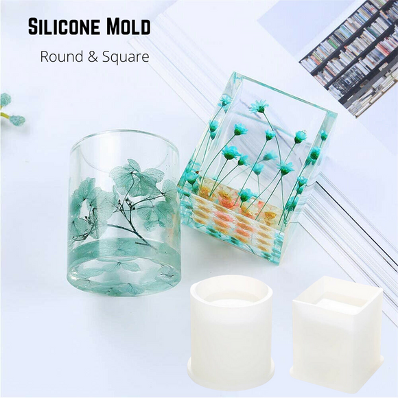 2PCS Silicone Mold Resin Craft Round & Square