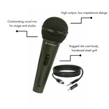 SanSai DM-300 Dynamic Professional Vocal Microphone Corded Mic for PA Studio