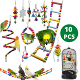 10PCS Parrot Hanging Swing Bird Toy Harness Cage Ladder Parakeet Cockatiel Budgie