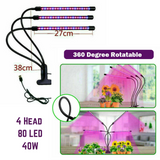 4 Head 40W 80 LED Grow Light Growing Veg Flower Indoor Clip Plant Lamp