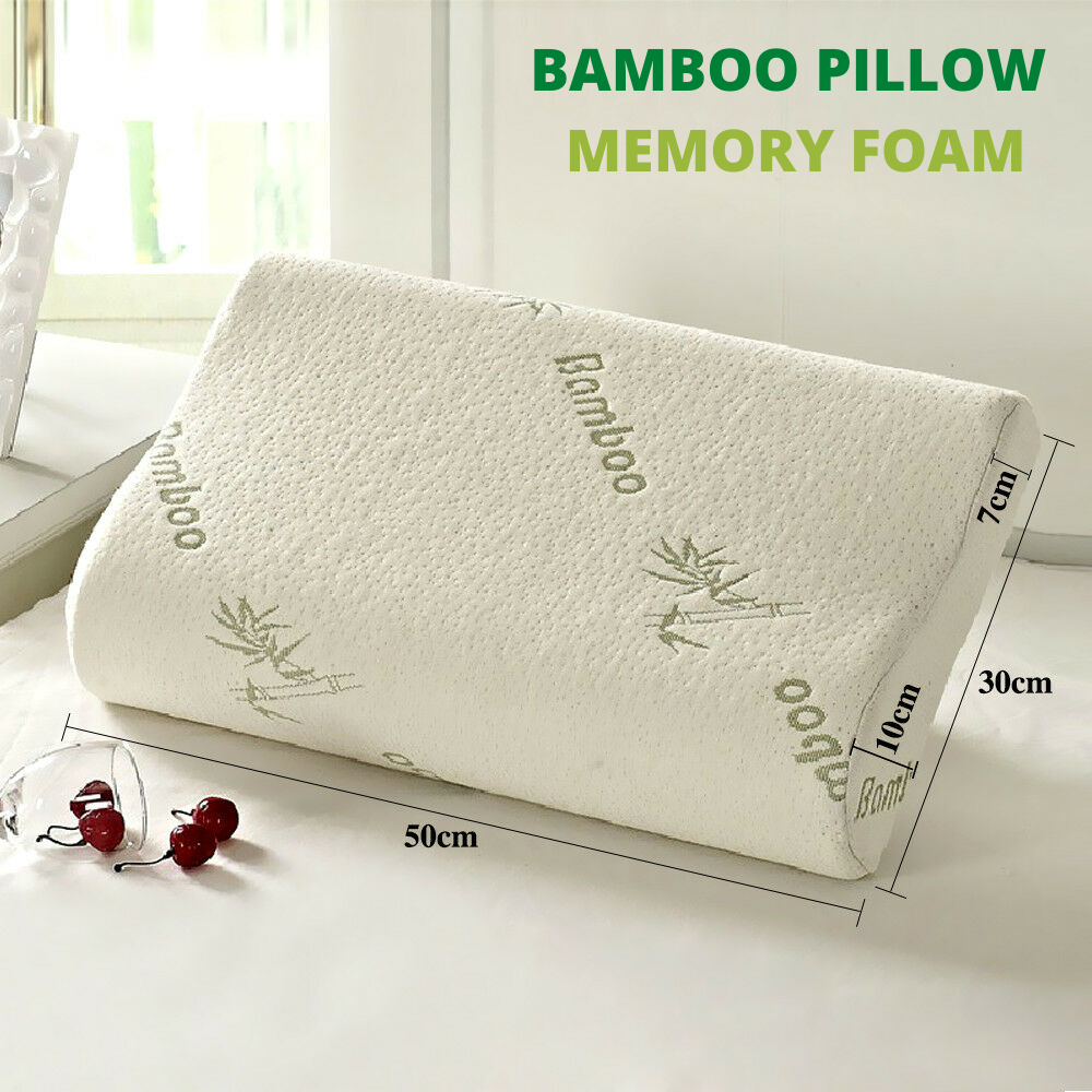 Luxury Soft Contour Bamboo Pillow Memory Foam Fabric Fibre Cover Bed