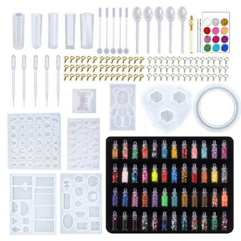 94X DIY Jewelry Mould Handmade Crystal Glue Making Set Resin Silicone Mold Kit
