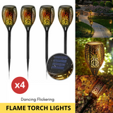 4X LED Solar Flickering Torch Path Light Dancing Flame Garden Landscape Lamp