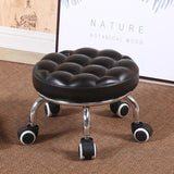 Round Low Roller Seat Stool Small Stool with Wheels Pulley Ottoman Comfortable