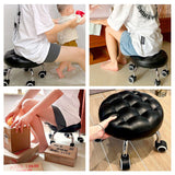 Round Low Roller Seat Stool Small Stool with Wheels Pulley Ottoman Comfortable