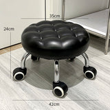 Round Low Roller Seat Stool Small Stool with Wheels Pulley Ottoman Comfortable