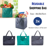 3x Reusable Folding Supermarket Shopping Grocery Bags