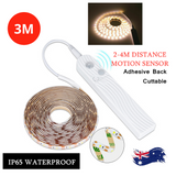 LED PIR Motion Sensor Activated Light Strip Wardrobe Cabinet Closet Lamp Battery