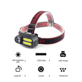 4 Modes COB LED Headlight USB Rechargeable Headlamp Head Light Torch Flashlight