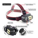 4 Modes COB LED Headlight USB Rechargeable Headlamp Head Light Torch Flashlight