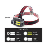 4 Modes COB LED Headlight USB Rechargeable Headlamp Head Light Torch Flashlight