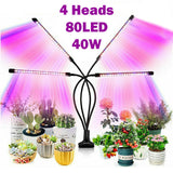 4 Head 40W 80 LED Grow Light Growing Veg Flower Indoor Clip Plant Lamp