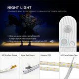 LED PIR Motion Sensor Activated Light Strip Wardrobe Cabinet Closet Lamp Battery