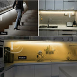 LED PIR Motion Sensor Activated Light Strip Wardrobe Cabinet Closet Lamp Battery