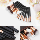 Soft 15Pcs Pro Face Powder Makeup Brushes Set Eyeshader Blending Highlight Tools