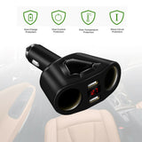 LCD Car Dual USB Charger Cigarette Lighter Socket Splitter 12-24V Power Adapter