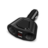 LCD Car Dual USB Charger Cigarette Lighter Socket Splitter 12-24V Power Adapter
