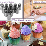 112PCS Cake Decorating Tools Icing Nozzles Russian Flower Tips Pastry DIY Kit
