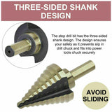 5PCS HSS Step Steel Cone Drill Titanium Bits Set Kit Hole Cutter + Aluminum Case