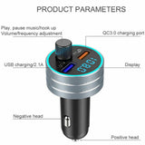 QC3.0 Fast Charging Bluetooth 5.0 Car Kit Wireless FM Transmitter Dual USB MP3