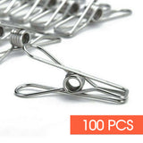 100x Stainless Steel Clothes Pegs Hanging Clips