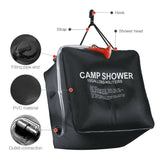 40L Portable Solar Heating Outdoor Camp Shower Bag