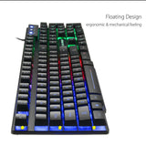Ergonomic T6 Gaming Keyboard and Mouse Set for PC Laptop Rainbow Backlight USB