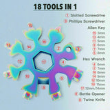 3Pcs 18 in 1 Stainless Multi-tool Snowflake Keychain