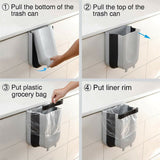 9L Hanging Bin Wall Mounted Folding Waste Bin Kitchen Dining Cabinet Trash Can
