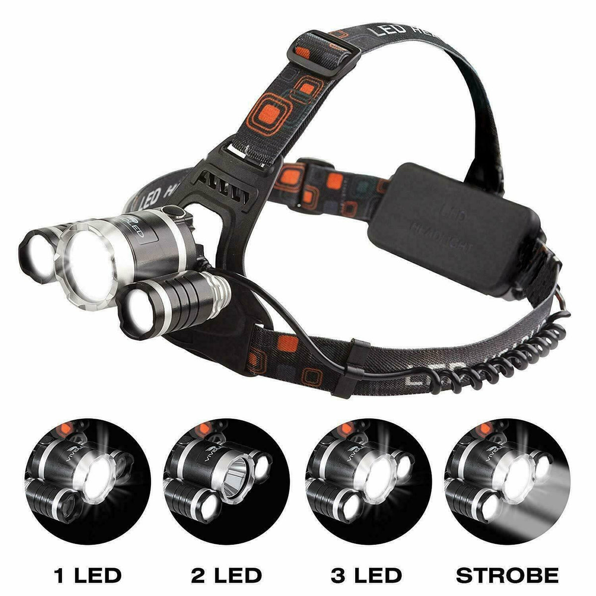 100000LM Rechargeable Headlamp 3T6 XML LED Headlight  Head Torch Flashlight AU