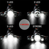 100000LM RECHARGEABLE HEADLAMP 3T6 XML LED HEADLIGHT