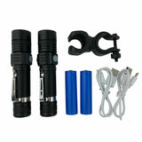 2X 60000lm CREE Q3-WC T6 LED Flashlight Torch Bike Mount USB Rechargeable