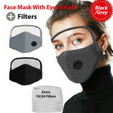 Filters Face Mask Reusable Eye Shield Washable Anti Air Pollution Adult Unisex