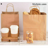50 x Bulk Kraft Paper Bags Gift Shopping Carry Craft Brown Bag with Handles
