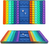 Rainbow Chess Board Push Pop it Bubble Sensory Toys Game Fidget Toy Pop Its