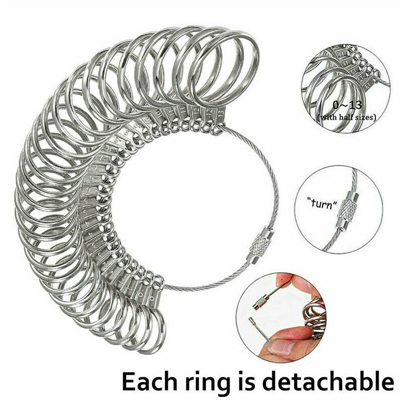 Silver Ring Sizer Size Gauge Tool Finger Measuring Stick Metal Ring Ma