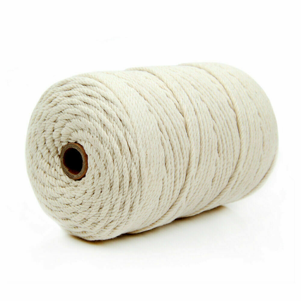 Natural Beige Macrame Cotton Rope 4mm X 100m Durable Twisted