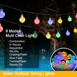 Solar Fairy String Lights 50LED Crystal Globe Outdoor Garden XMAS Party Decor