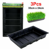 3Pcs Rectangle Plant Seedling Plastic Propagation Seeding Tray Garden Black