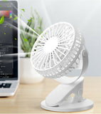 Portable Desk Fan Mini Usb Rechargeable Quiet Cooler Table Clip Pram Cooling