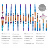 20PCS Diamond Unicorn Eyeshadow Eyebrow Blending Brush Set Eye Make-up Brushes