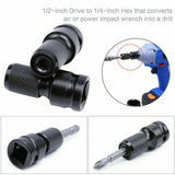 1/2inch Drive to 1/4inch Hex Drill Chuck Change Socket Adapter For Impact Wrench