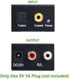 Digital Optical Coaxial Toslink to Analog Audio Converter Adapter DAC RCA Cable