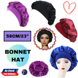 Women Sleeping Bonnet Hair Wrap Soft Silky Satin Cap Elastic Night Hat Headwear