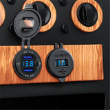 Car Dual USB 12V-24V Charger Quick Charge QC3.0 Socket Power Outlet w/Voltmeter black